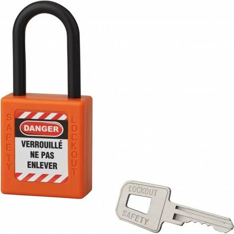 Cadenas de consignation LOTO Lockout Tagout 40 mm anse nylon Ø 6 x 38 mm orange (1/2)