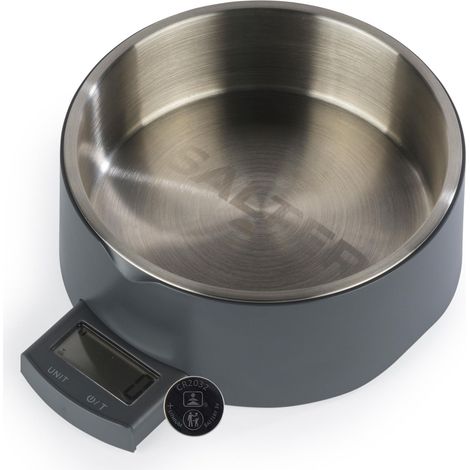 Balance Alimentaire Numérique pour Animaux – Bol Intéligent pour Chiens, Fonction de Tare, Mesure les Liquides, Affichage LCD Retractable, Capacité 5 kg, Bol en Acier Inoxydable, Gris (1/5)