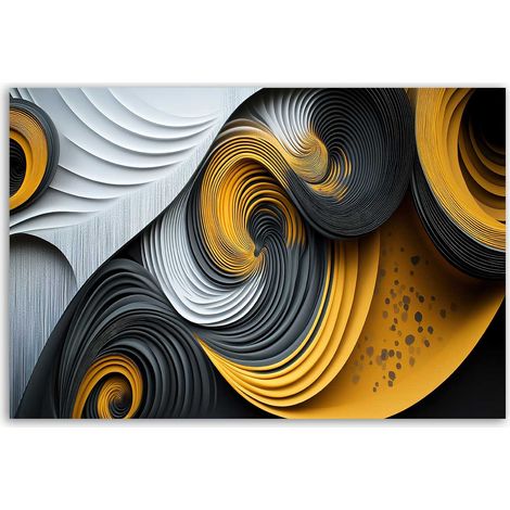 Tableau abstrait spirales dorées
