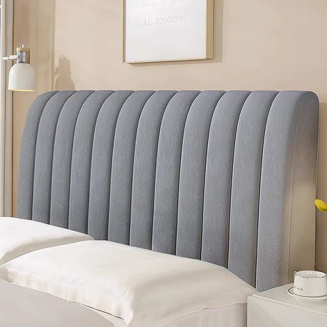 Housse de tête de lit douce et respirante, 180 x 70 cm, housse de protection en velours épais, dossier moelleux, gris foncé. (1/5)