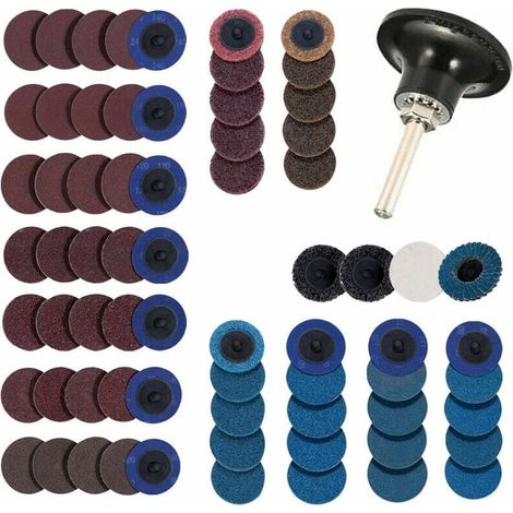 71 pices 2 pouces disques de ponage ensemble nettoyage conditionnement rouleau verrouillage disque rouille peinture enlvement avec 1/4 \'\'disque support pour meuleuse (1/4)
