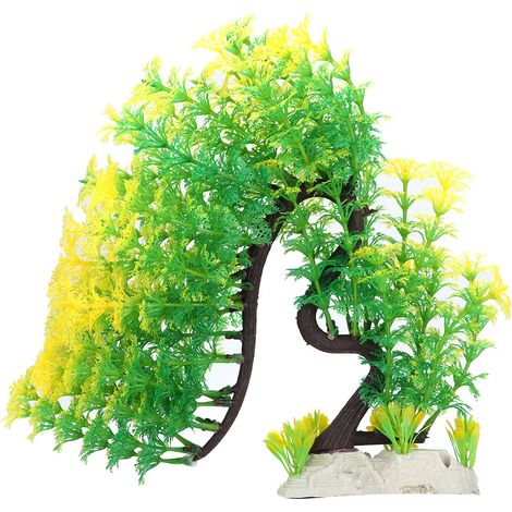 Plante Aquarium Simulation Arbre Courbé Décoration Réservoir Poisson Plastique Jaune Vert 1 Pièce (1/5)