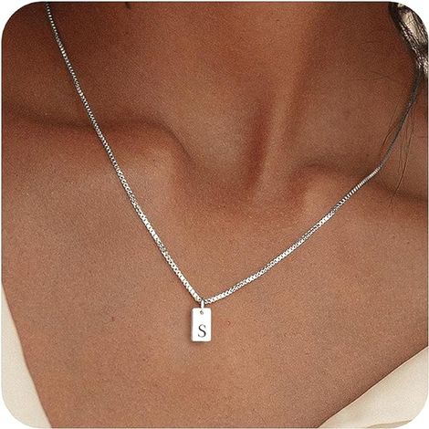 Colliers avec initiale pour femmes, plaqué argent, collier lettre délicat en argent, collier prénom personnalisé avec pendentif initiale, bijoux tendance en argent (1/5)