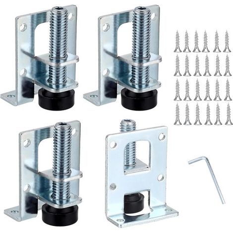 Pieds réglables, kit de fixation pour meuble (4 pièces), visserie, accessoires et accessoires inclus. Pieds réglables pour meubles, noirs, hauteur 5,5 cm. (1/5)