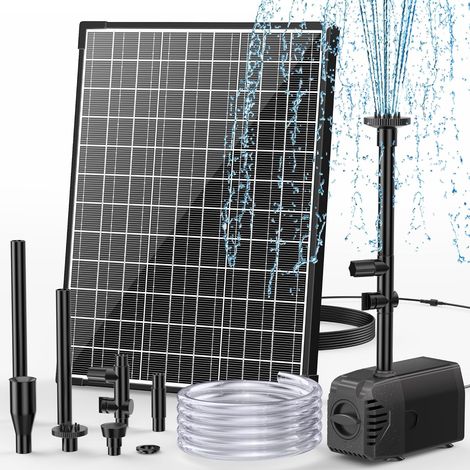 POPOSOAP Solar Teichpumpe 20W, 1000 L/h Solar Brunnenpumpe mit einstellbarem Durchfluss, 5m Kabel für Gartenteich