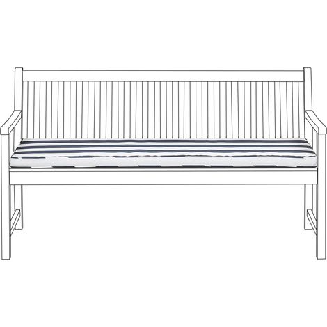 Cuscino Seduta da Panca da Giardino per Esterno in Poliestere Blu a Righe 160 cm Vivara