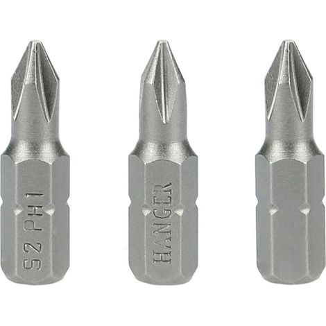 Set de 3 puntas Phillips PH1 acero 25 mm HANGER