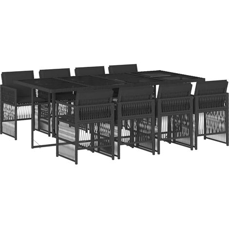 Maison Exclusive - 9-tlg. Garten-Essgruppe mit Kissen Schwarz Pol