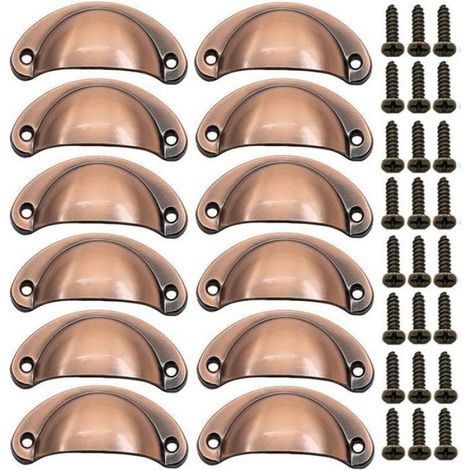 12 × Vintage Shell Handle for Drawer Cabinet Kitchen Cabinet,Iron Nickel Alloy Half Moon Furniture Knob Brushed B POIGNEE DE MEUBLE (1/5)