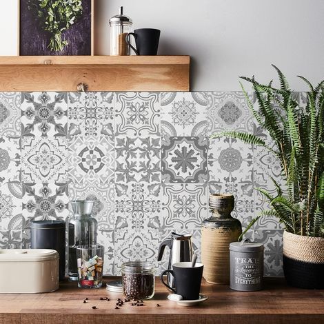 Autocollants pour carrelage gris 2020CM 24 pièces autocollants muraux auto-adhésifs pour cuisine et salle de bain (1/5)