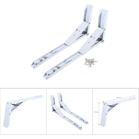Soportes plegables con resorte, blancos, 2 piezas (30,5 x 12,7 cm), incluye 8 tornillos. (1/4)
