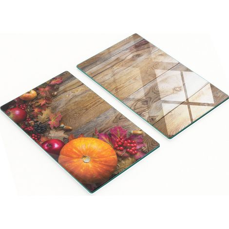 Tablas de cortar decorativas de vidrio templado con dise帽o de hojas de calabaza, 2x30x52 cm.