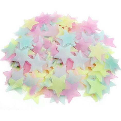 200 autocollants étoiles 3D lumineux BLEUS pour les murs et le plafond de la chambre ou de la chambre d'enfant, luminescence fluorescente longue durée garantie... (1/5)