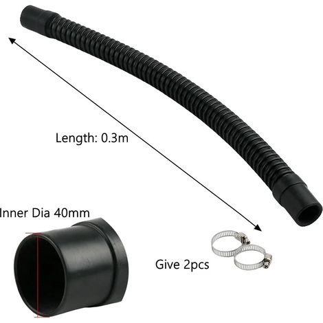Tuyau annelé pour aquarium (40 mm x 0,3 m - 1 pièce) avec embouts en caoutchouc souple et sortie d'eau. (1/5)