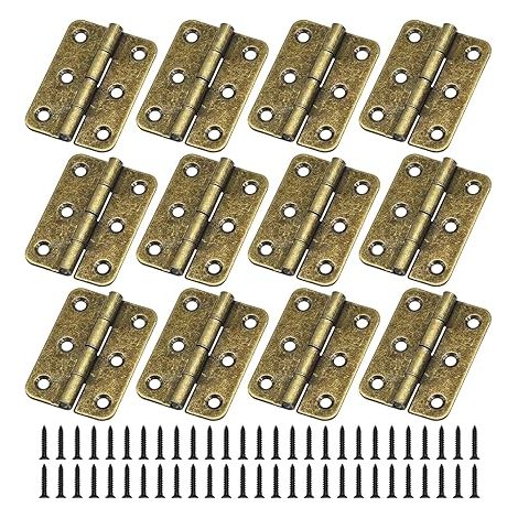 charnières de porte rétro de 5,1 cm pliantes en bois épais avec vis de charnière antiques pour meubles de maison, armoire, porte, tiroir, boîte en bois (bronze antique-12pcs) (1/5)