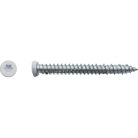 Vis béton pour fixation de châssis tête fraisée empreinte Torx® T30 Zingué laqué blanc - 7,5 x 132 mm - BIVI