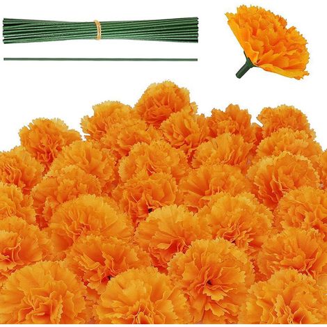 50 künstliche Ringelblumen für Diwali-Dekorationen, DIY-Kränze und Girlanden für Hochzeiten und Partys (1/4)