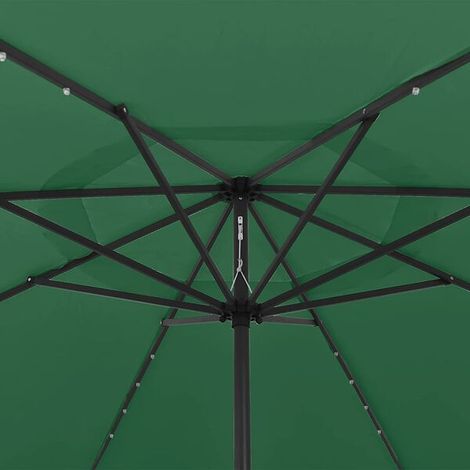Parasol de jardin vert 400 cm avec LED et mât en métal – Protection solaire pour terrasse, balcon et extérieur, ombrage lumineux (1/5)