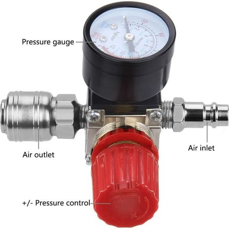 Régulateur de Pression d'Air Trois voie valve 1/4 Pouce Manomètre à Air Régulateur pour compresseur (Nouveau 3 voie valve) MNS (1/2)