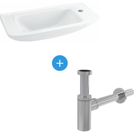 Ideal Standard Lavabo EUROVIT 125 x 500 x 235 mm, bianco + sifone Alca in metallo cromato (R421901-SET)