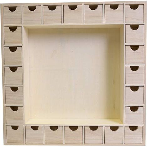 Artemio 39 x 39,5 x 6,5 cm Calendario dell'avvento di Legno con cassetti da Decorare, Beige, 39 x 39.5 x6.5 cm (1/3)