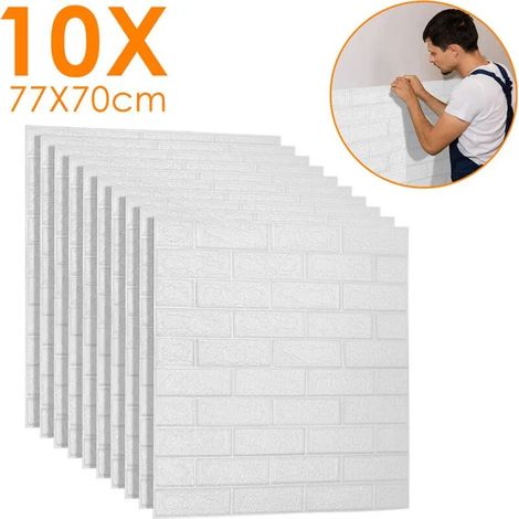 Papier peint 3D 10pcs revêtement mural auto-adhésif 77x70cm imitation pierre brique papier peint étanche (1/5)