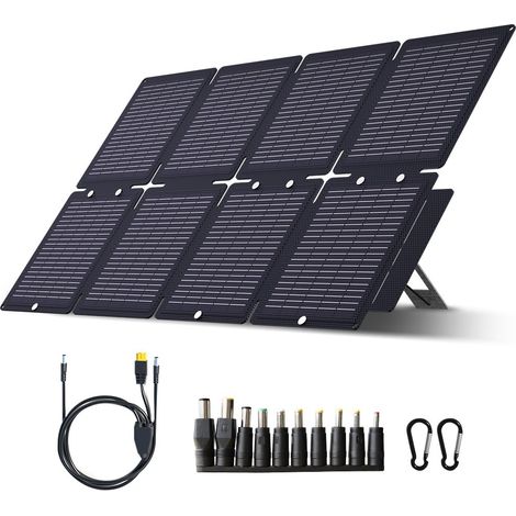 Panneau solaire pliable 60W - Sorties USB-C / USB-A / DC - SunPower - Étanche IP67 - Camping-car, bateau, toit, balcon (1/5)