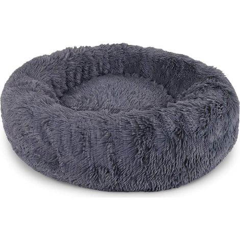 Panier rond pour chien et chat avec coussin, en forme de donut, Ø 70 cm, dimensions extérieures : gris foncé (1/5)