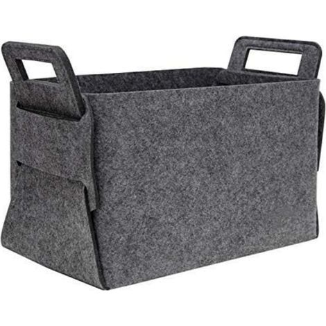 Panier Bûche Bois 36x25x23 cm Boîte de Rangement en Feutre Gris (1/5)