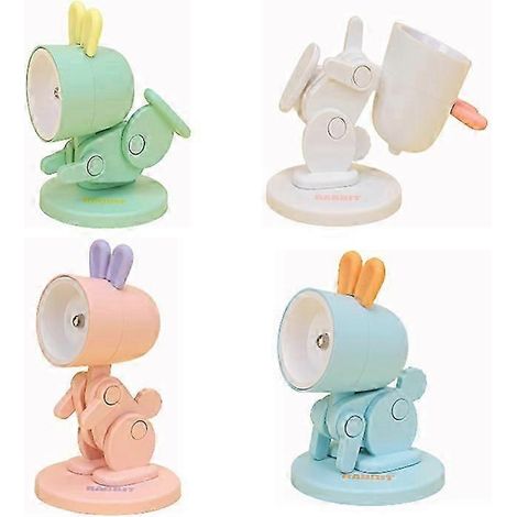 Lot de 4 veilleuses LED lapin mignon, lampe de bureau portable (1/5)