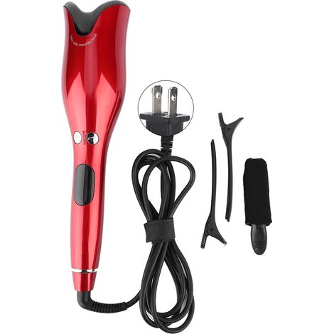 Fer à friser automatique anti-brûlure, lisseur LCD écran rouge, protection antinœuds, coiffure sans chaleur excessive US (1/5)