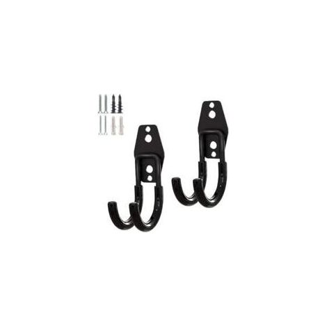 Lot de 2 crochets de garage multifonctionnels robustes, crochets muraux en acier, organisateur d'outils de jardin (Petit J Lot de 2) (1/5)