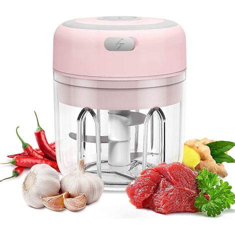 Mini hachoir à ail électrique PL, hachoir à aliments et broyeur 250 ml, mixeur pour viande/légumes/fruits/oignons/ail, robot culinaire portable sans fil (1/5)