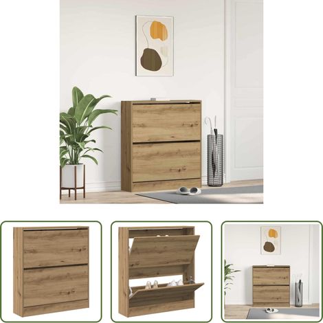 Schuhschrank Geräucherte Eiche - Schuhschrank Geräucherte Eiche 80 x 21 x 87,5 cm Holzwerkstoff (1/5)