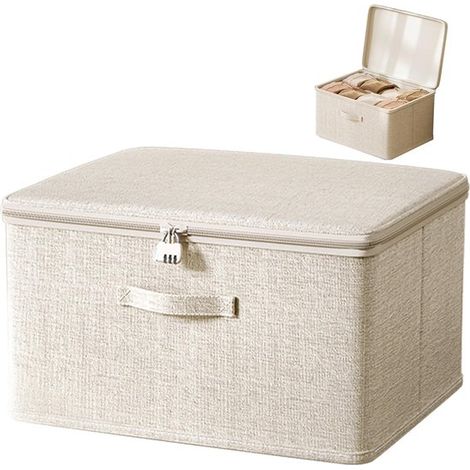 1 abschließbare Aufbewahrungsbox für Baumwolle/Leinen (40 × 30 × 21 cm) – Kleideraufbewahrung mit großem Fassungsvermögen für Kleiderschrank, Schlafzimmer und Zuhause (1/5)
