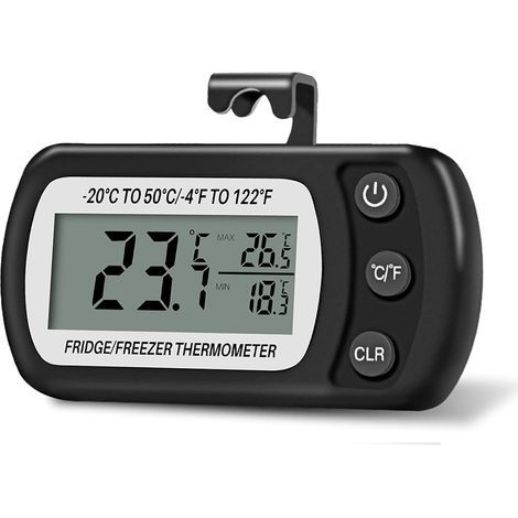 Frigidaire digital thermometer for refrigerator and freezer, temperature -20 to 50 °C, with hook, easy-to-read LCD screen, max/min recording function (black, 1 piece) (1/5)