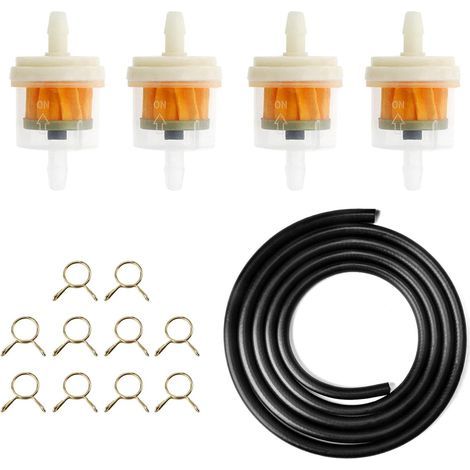 Kraftstoffleitungssatz – 2 m Kraftstoffleitung + 4 Stück 5-mm-Kraftstofffilter + 10 Stück Schlauchschellen, Kraftstofffilter (2 m) (1/5)