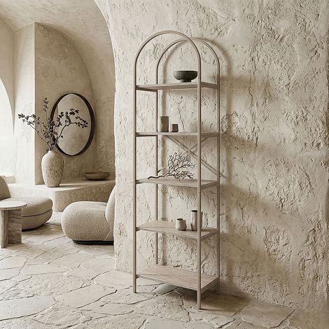 Étagère - HOME DECO FACTORY - Terra Nova - Arche - 5 Niveaux - Blanc et Beige (1/4)