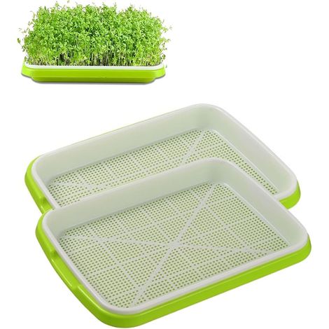 Set mit 2 Keimschalen für Gartenkresse, 34 x 25 cm, kleine Keimschalen – ideal als Keimkästen für Samen, Starter-Set für Sprossen, Microgreens und Gartenkresse (1/5)
