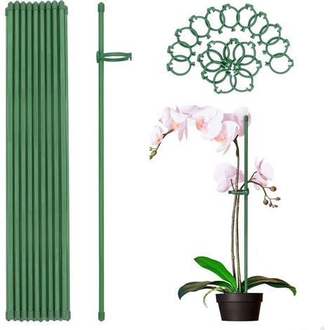 Lntyq 24 PCS Tuteur Plante Orchidée 45CM, Tuteur Plante Intérieur Plastique Piquets de Support pour Plantes Tuteur Plante en Pot avec 24 Clips de Support pour Jardin Fixation Fleur Légumes