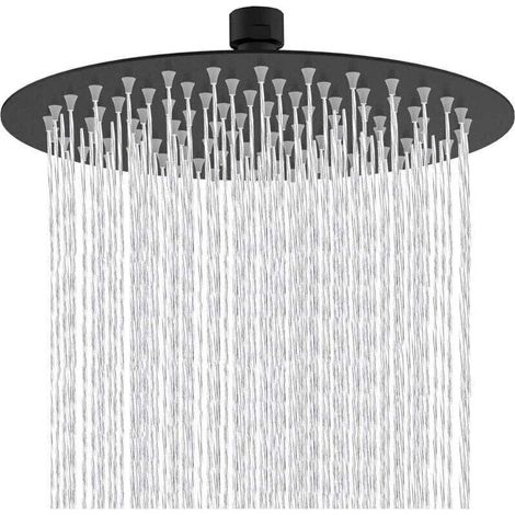 Soffione doccia fisso rotondo da 8 pollici, acciaio inossidabile, nero, rotazione di 180°, potente getto ad alta pressione, soffioni doccia per bagno (1/4)