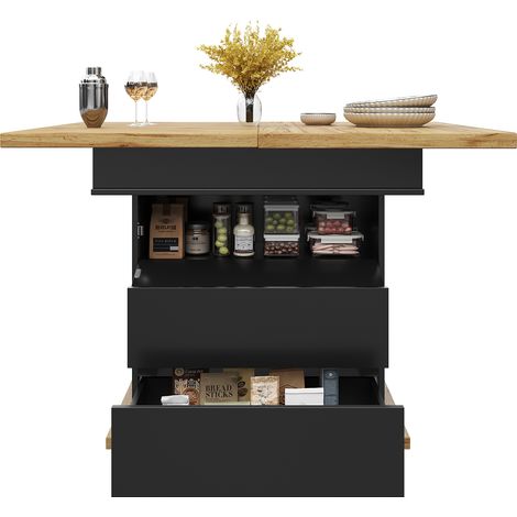 ELVMI Mesa de Comedor Extensible con 1 Tablero Abatible y Almacenaje Oculto para Cocina y Salón 110×80×75 cm (1/5)