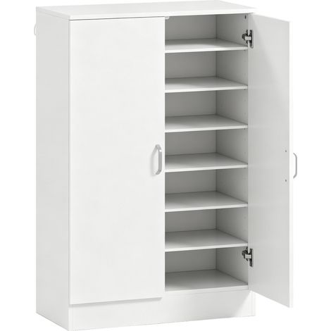 Armoire à chaussures 2 portes, 6 étagères réglables, charnières à fermeture douce, pour 21 paires, blanc (1/5)