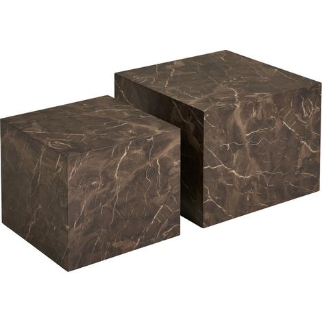 Nuuk Couchtisch Set mit 2 Marmor Dekor braun. (1/4)