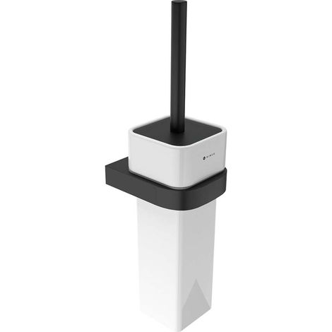 Nimco Nikau - Escobillero de pared con soporte, blanco/negro NKC 30094K-90