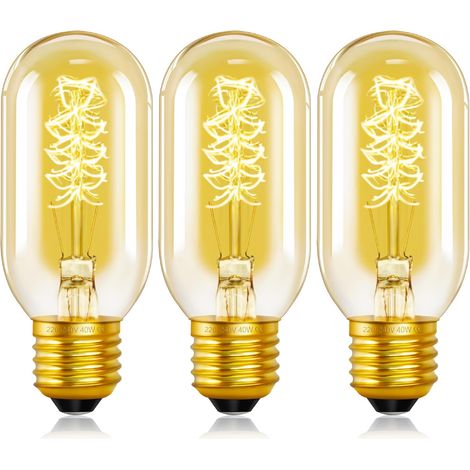 Lot de 3 Ampoule E27 T45 Verre Ambre Filament Dimmable 2200K Pour Cafe Bar (1/5)