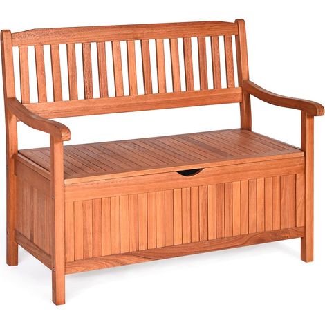COSTWAY Panchina da Giardino con Contenitore di Legno, Panca da Esterno 2 Posti con Strato Interno Impermeabile, Panchetta da Giardino Cortile Ingresso 107 x 59 x 90 cm Portata 360kg (1/5)