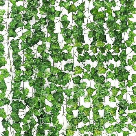 Lierre Artificiel Guirlande Chambre, 12 Pièces 26.4m Faux Lierre, Lieres Artificielles Decoration pour Cuisine, Patio, Balançoire, Mariage, Bureau, Fête, Noël, Décoration d'halloween, Vert (1/4)