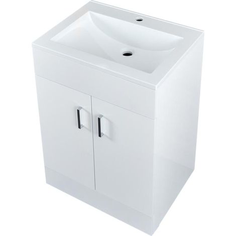 Milano Lurus - Modern White Bathroom Vanity Unit with Basin - 600mm (1/5)