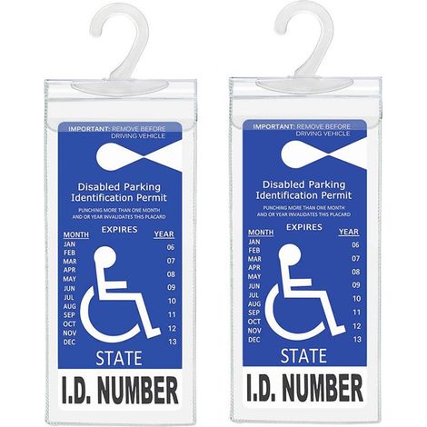 Support Pour Plaque De Stationnement Handicapé - Housse Protectrice Transparente 27 X 13 Cm - Crochet Intégré Pour Rétroviseur - Lot De 2 (1/5)